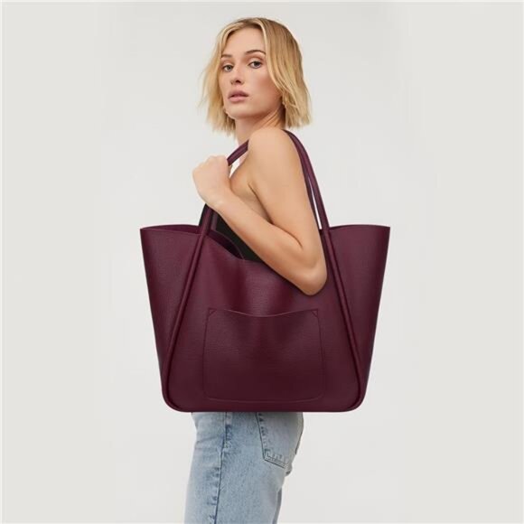 Handbags - Tote Bag Vegan Leather Plum